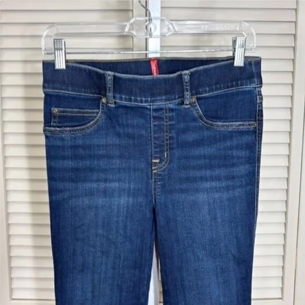SPANX Dark Blue Flare Jeans - High Waist Wide Leg - Picture 7 of 9
